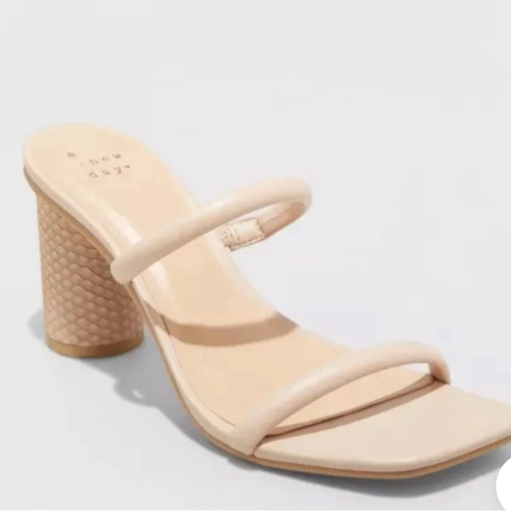 Women's Cream Heeled Sandals Rounded Nude A New Day